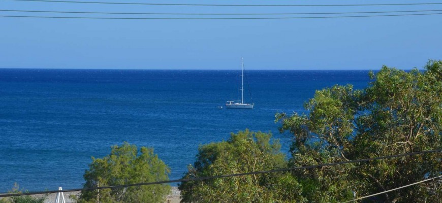 Výhled na moře z hotelu Mitsis Rodos Village, hezky modré, klidné, nádhera.